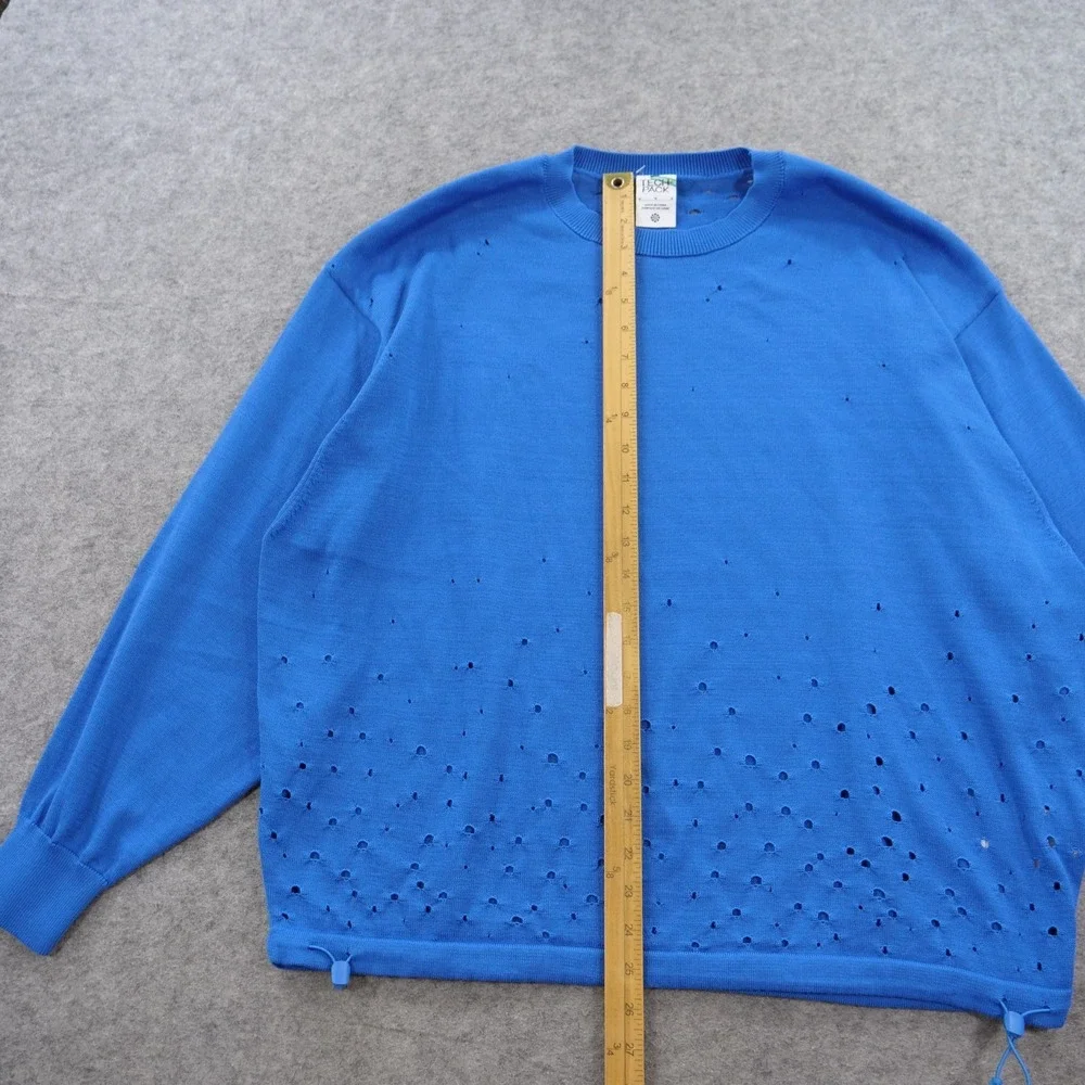 Nike Tech Pack Sweater Mens Medium Blue Crew Neck Distressed Graphic Casual